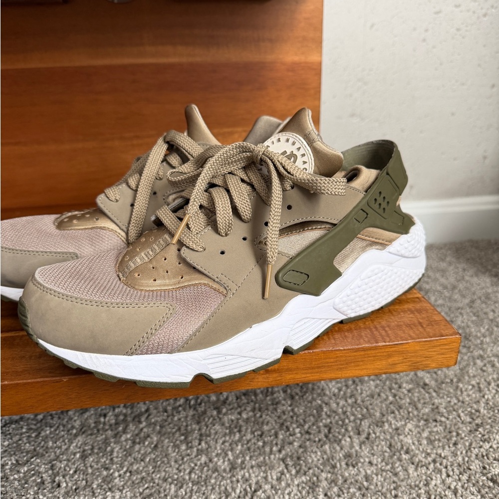 Nike Air Huarache Tan and Olive Sneakers
